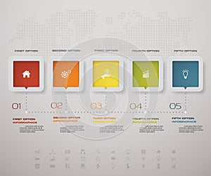 Infographic design elements for your business with 5 options. 5 steps timeline presentation.