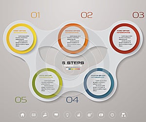 Infographic design elements for your business with 5 options. 5 steps timeline presentation.