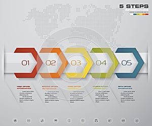 Infographic design elements for your business with 5 options. 5 steps timeline presentation.