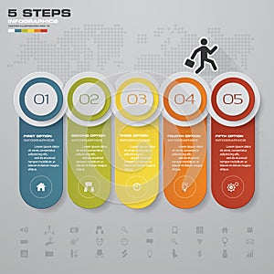 Infographic design elements for your business with 5 options. 5 steps timeline presentation.