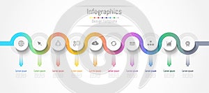 Infographic design elements for your business data with 10 options, parts, steps, timelines or processes. connection lines concept