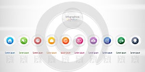 Infographic design elements for your business data with 10 options, parts, steps, timelines or processes. Transparent glass sphere