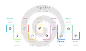 Infographic design elements for your business data with 10 options, parts, steps, timelines or processes. Vector