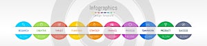 Infographic design elements for your business data with 10 options, parts, steps, timelines or processes. Vector