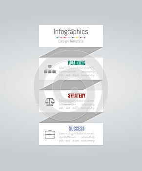 Infographic design elements for your business data with 3 options, parts, steps, timelines or processes. Vector