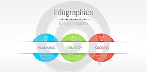 Infographic design elements for your business data with 3 options, parts, steps, timelines or processes. Vector