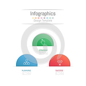Infographic design elements for your business data with 3 options, parts, steps, timelines or processes. Vector