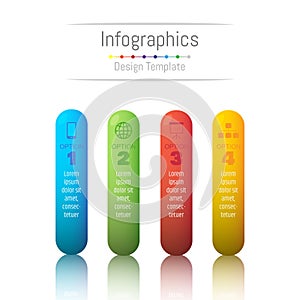 Infographic design elements for your business data with 4 options, parts, steps, timelines or processes.