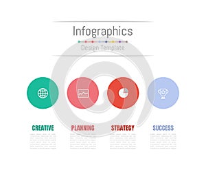 Infographic design elements for your business data with 4 options, parts, steps, timelines or processes. Vector