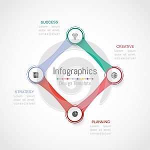 Infographic design elements for your business data with 4 options, parts, steps, timelines or processes. Vector