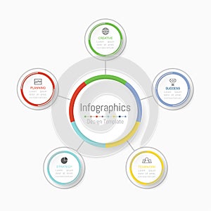Infographic design elements for your business data with 5 options, parts, steps, timelines or processes. Vector