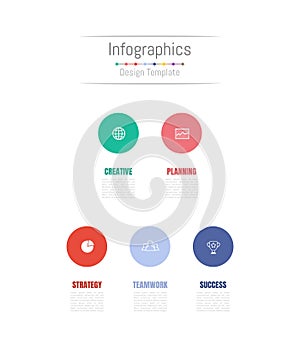 Infographic design elements for your business data with 5 options, parts, steps, timelines or processes. Vector