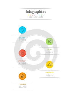 Infographic design elements for your business data with 5 options, parts, steps, timelines or processes. Vector