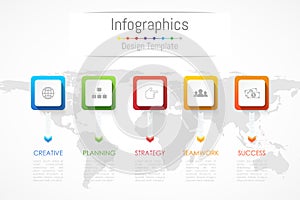 Infographic design elements for your business data with 5 options, parts, steps, timelines or processes. Vector Illustration.