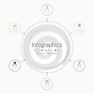 Infographic design elements for your business data with 6 options, parts, steps, timelines or processes. Vector