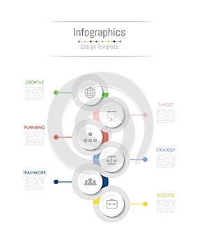 Infographic design elements for your business data with 6 options, parts, steps, timelines or processes. Vector