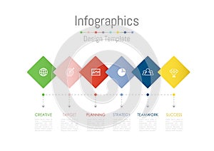 Infographic design elements for your business data with 6 options, parts, steps, timelines or processes. Vector
