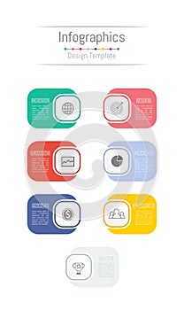 Infographic design elements for your business data with 7 options, parts, steps, timelines or processes. Vector