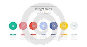 Infographic design elements for your business data with 7 options, parts, steps, timelines or processes. Vector