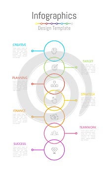 Infographic design elements for your business data with 7 options, parts, steps, timelines or processes. Vector