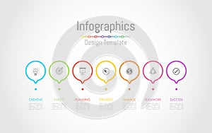 Infographic design elements for your business data with 7 options, parts, steps, timelines or processes. Vector