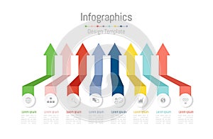 Infographic design elements for your business data with 8 options, parts, steps, timelines or processes. Vector