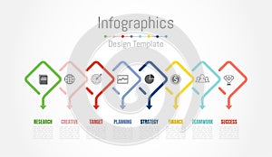 Infographic design elements for your business data with 8 options, parts, steps, timelines or processes. Vector