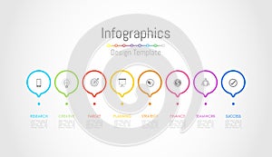 Infographic design elements for your business data with 8 options, parts, steps, timelines or processes. Vector