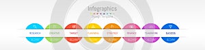 Infographic design elements for your business data with 8 options, parts, steps, timelines or processes. Vector