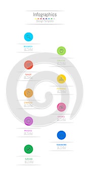 Infographic design elements for your business data with 9 options, parts, steps, timelines or processes. Vector