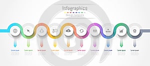 Infographic design elements for your business data with 10 options, parts, steps, timelines or processes. connection lines concept photo