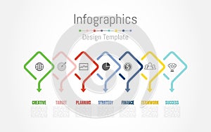 Infographic design elements for your business data with 7 options, parts, steps, timelines or processes. Vector photo