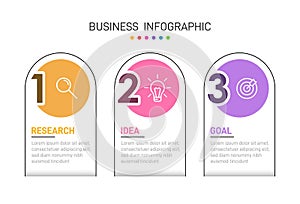 Infographic design with icons and 3 options or steps. Thin line. Infographics business concept. Can be used for info