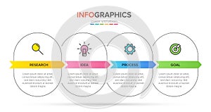 Infographic design with icons and 4 options or steps. Thin line vector. Infographics business concept. Can be used for
