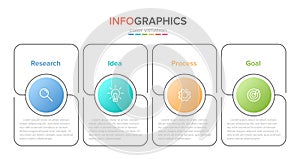 Infographic design with icons and 4 options or steps. Thin line vector. Infographics business concept. Can be used for