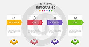 Infographic design with icons and 4 options or steps. Thin line vector. Infographics business concept. Can be used for