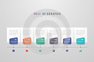 Infographic design with icons and 6 options or steps.