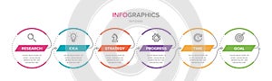 Infographic design with icons and 6 options or steps. Thin line vector. Infographics business concept. Can be used for