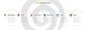 Infographic design with icons and 6 options or steps. Thin line vector. Infographics business concept. Can be used for