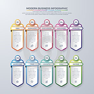 Infographic design with 10 process choices or steps. Creative infographic for diagrams, reports, leaflets, brochures, workflows photo