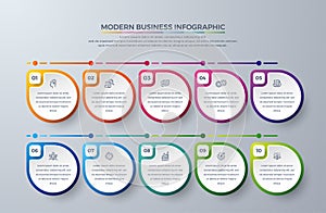Infographic design with 10 process choices or steps. Design elements for your business such as reports, leaflets, brochures, photo