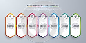Infographic design with 7 process choices or steps. Design elements for your business such as reports, leaflets, brochures, photo