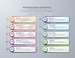 Infographic design with 10 process choices or steps. Design elements for your business such as reports, leaflets, brochures, photo