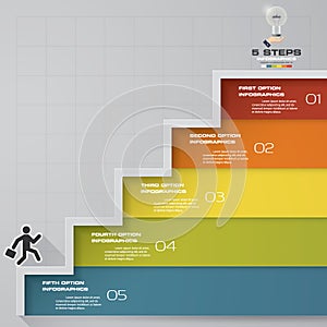 Infographic design stair template with 5 steps. For your presentation.