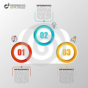 Infographic design template with 3 steps. Cloud concept