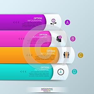 Infographic design template with 4 rectangular layers