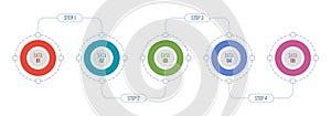 Infographic design template with 5 options, steps or parts. The concept of consecutive stages of the project process.