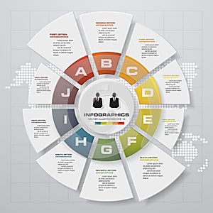 Infographic design template and business concept with 10 options, parts, steps or processes.