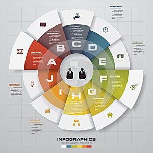 Infographic design template and business concept with 10 options, parts, steps or processes.