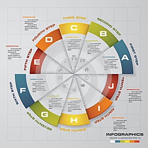 Infographic design template and business concept with 10 options, parts, steps or processes.